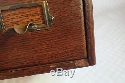 Vintage Yawman Erbe Tiger Oak Wood Wooden 2 Drawer Library Card File Cabinet