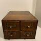 Vintage Yawman And Erbe Mfg Tiger Oak 4 Drawer Wooden Library Card File Cabinet