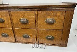 Vintage Yawman and Erbe MFG Tiger Oak 6 Drawer Wooden Library Card File Cabinet