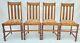 Vtg Arts & Crafts Set Of 4 Tiger Oak English Dining / Kitchen Chairs Restored