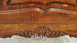 Vtg French Country Carved Tiger Oak Corner Cabinet Display Top & Storage Bottom