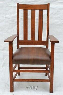 Vtg LIMBERT Arts & Crafts / Mission / Craftsman Tiger Oak Tall Chair ARMCHAIR