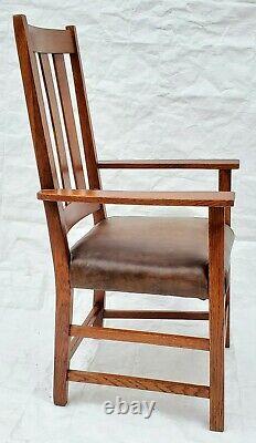 Vtg LIMBERT Arts & Crafts / Mission / Craftsman Tiger Oak Tall Chair ARMCHAIR