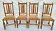 Vtg Spanish Revival Set Of 4 Tiger Oak English Dining / Kitchen Chairs Restored