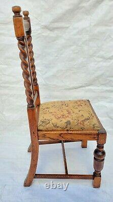 Vtg Spanish Revival Set of 4 Tiger Oak English Dining / Kitchen Chairs Restored