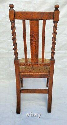 Vtg Spanish Revival Set of 4 Tiger Oak English Dining / Kitchen Chairs Restored