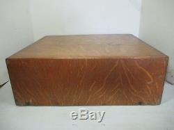 Vtg. Tiger Oak Wood Wooden 2 Large Drawer Desk Top Filing Cabinet 19 x 16 x 7
