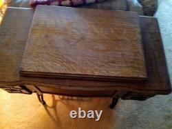 WHITE FAMILY ROTARY SEWING MACHINE ANTIQUE TIGER OAK CABINET c. 1918