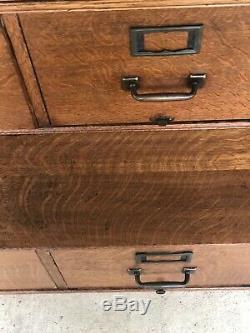 Yawman & Erbe Tiger Oak Stacking File Cabinet And Card Catalog WOW! WILL SHIP